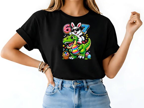 Download Bunny Riding Dino 6 7 T-Shirt Design - 6 7 Collection