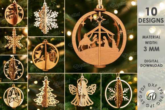 Download 3D Christmas Ornaments Bundle Laser Cut - Christmas ornaments bundle Collection